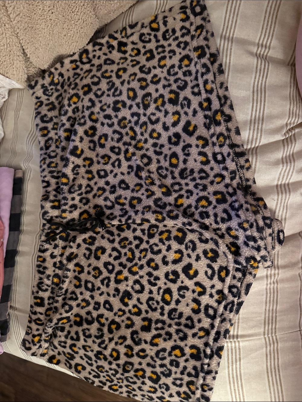 Secret Treasures Leopard Print Cozy Pajama Shorts - Black, Yellow, Cream